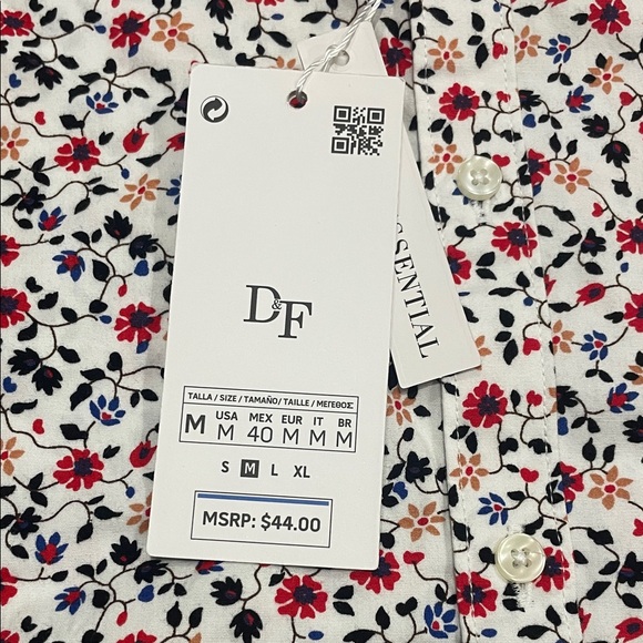 Denim & Flower Men's Floral Button Down Shirt - White and Red - Picture 3 of 4